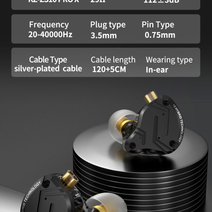 Audífonos In-Ear KZ ZS10 Pro X HiFi para monitoreo, música, audífonos monitores, audífonos para audiófilos